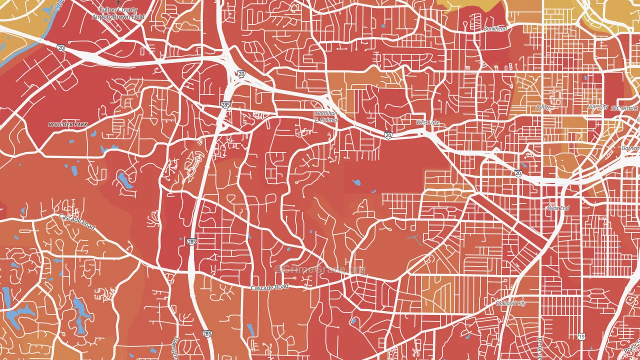 Cascade Heights, Atlanta, GA Map of Vandalism Rates