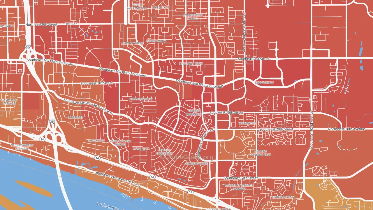 Cascade Highlands, Vancouver, WA Map of Vandalism Rates