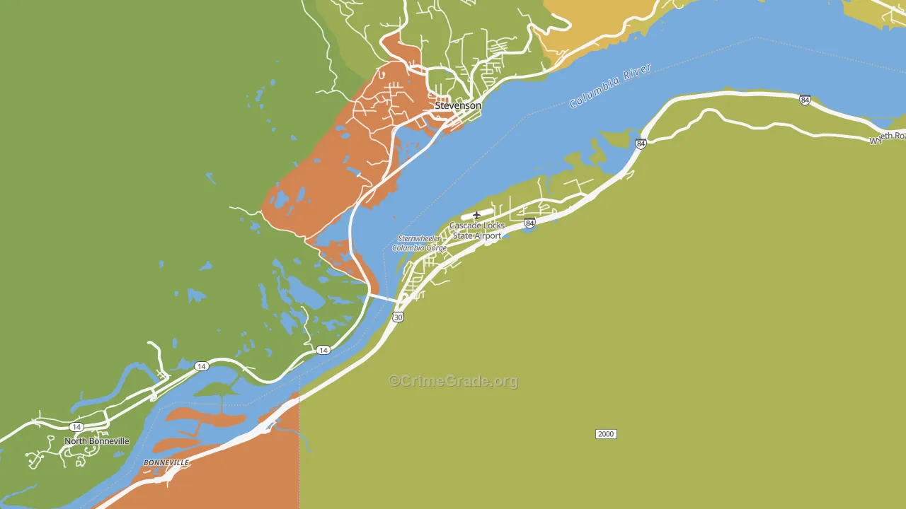 Cascade Locks, OR Map of Vandalism Rates