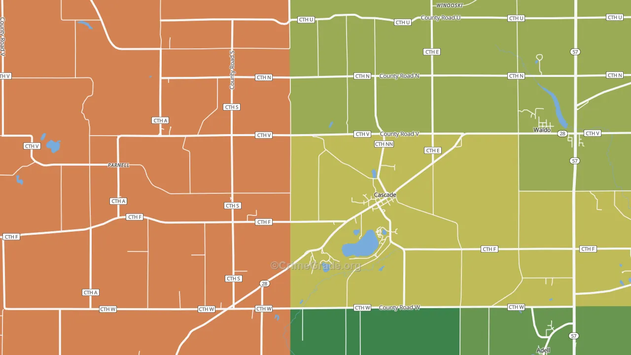 Cascade, WI Map of Vandalism Rates