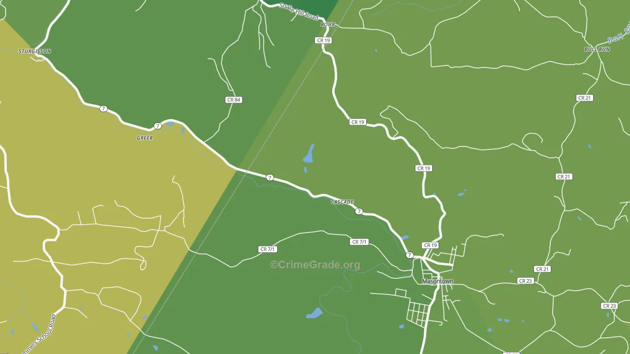 Cascade, WV Map of Vandalism Rates