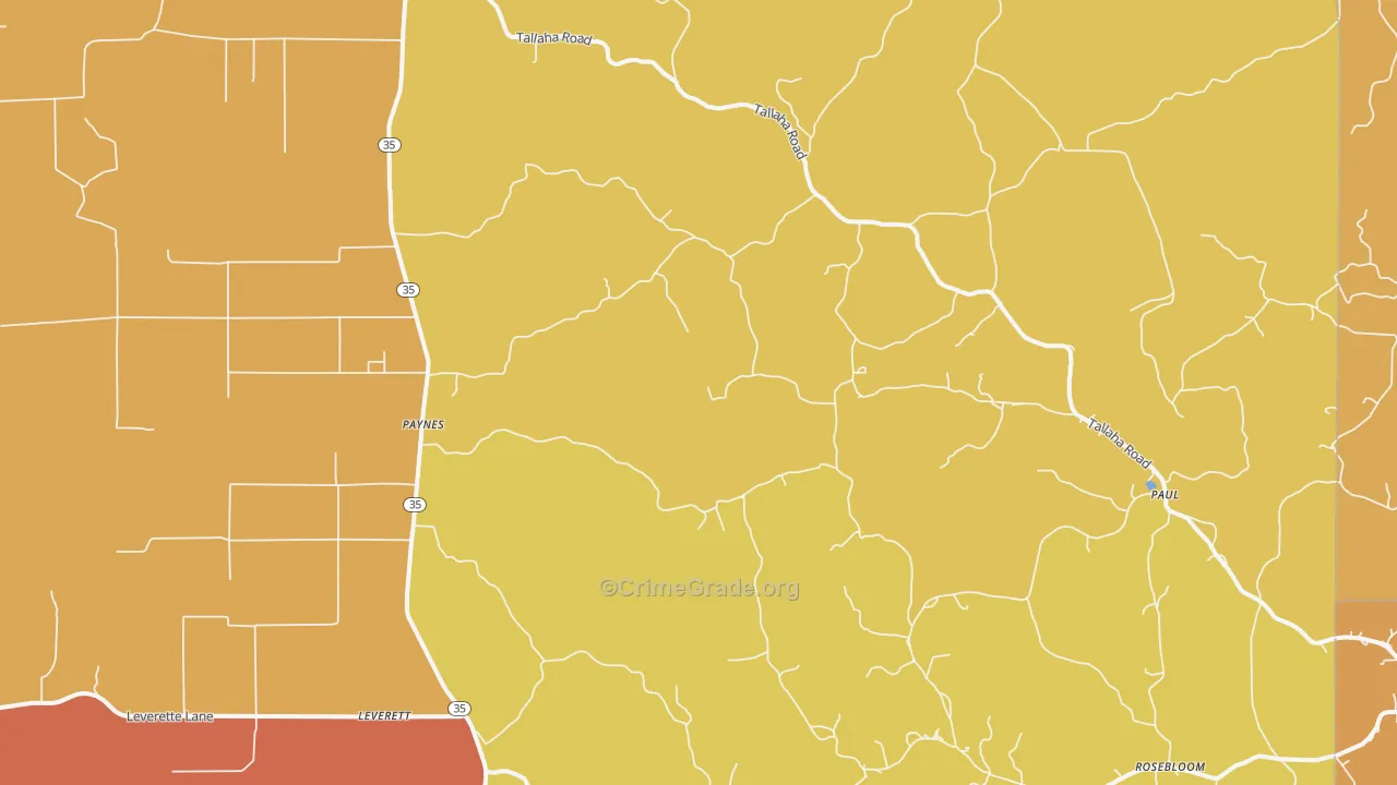 Cascilla, MS Map of Vandalism Rates