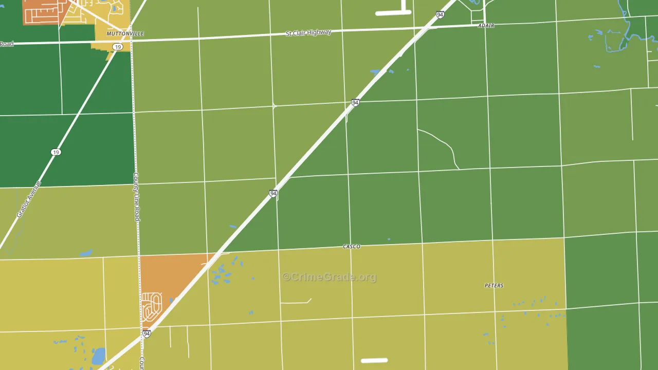 Casco, MI Map of Vandalism Rates