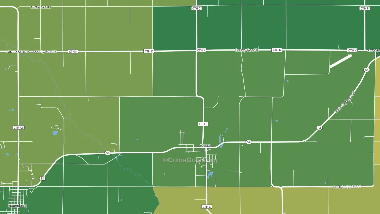 Casco, WI Map of Vandalism Rates