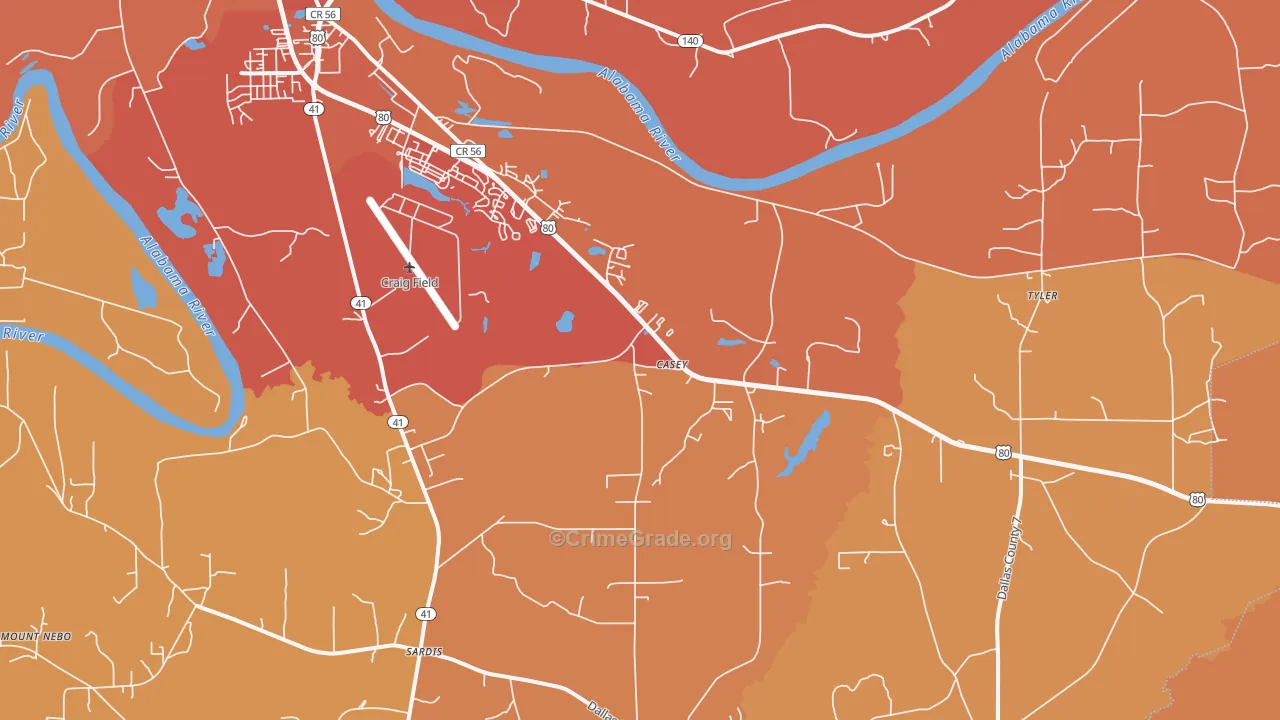 Casey, AL Map of Vandalism Rates