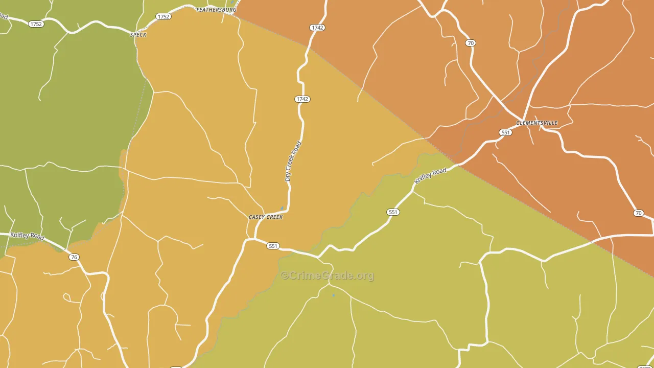 Casey Creek, KY Map of Vandalism Rates