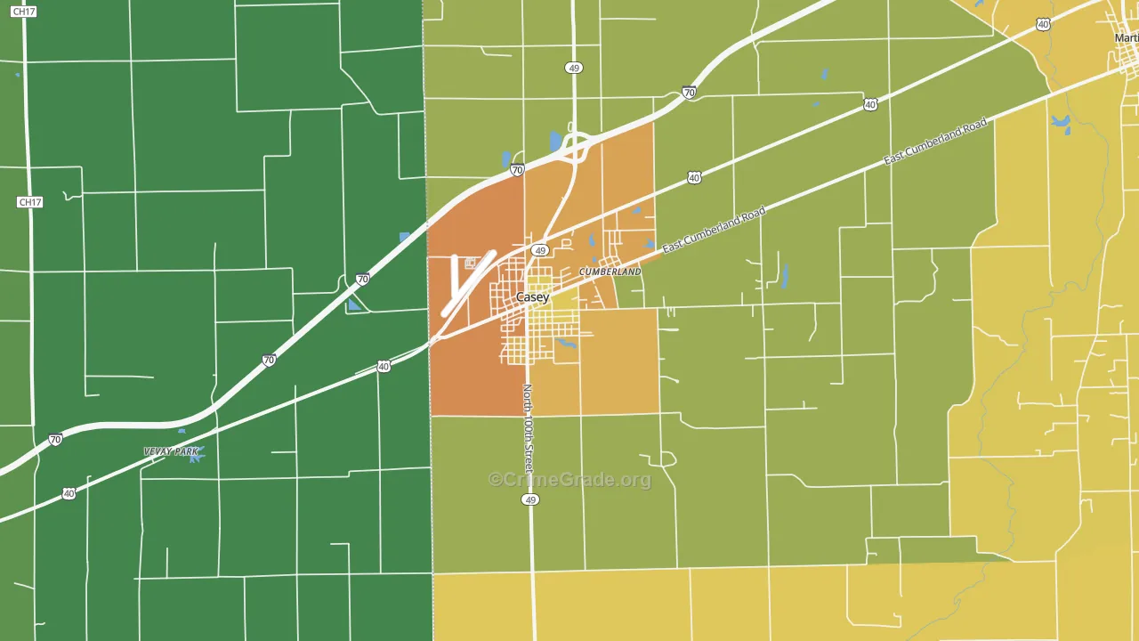 Casey, IL Map of Vandalism Rates