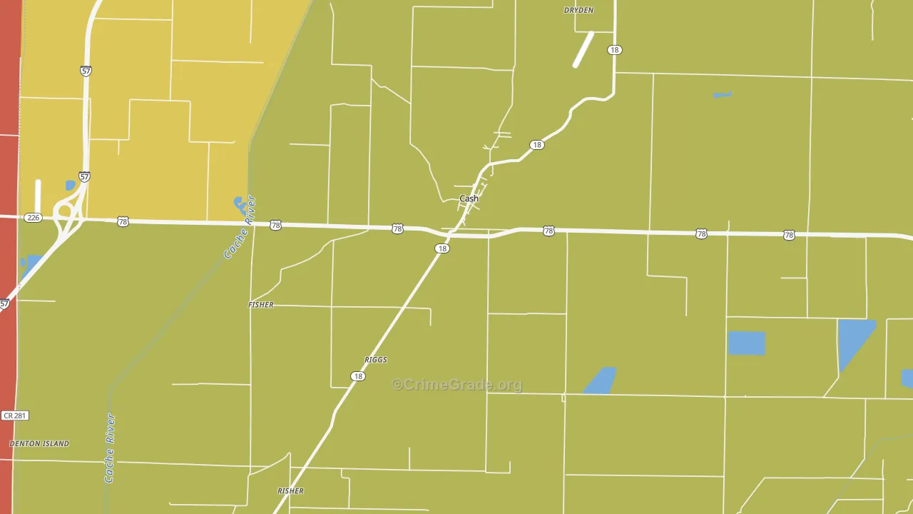Cash, AR Map of Vandalism Rates