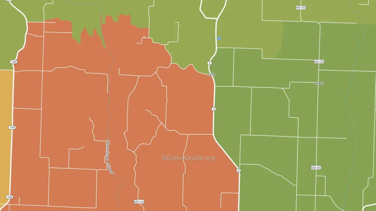 Cash, MO Map of Vandalism Rates