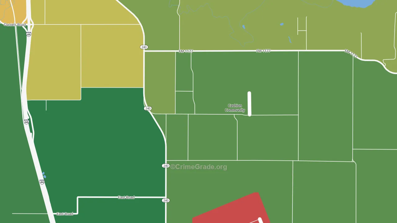 Cashion Community, TX Map of Vandalism Rates