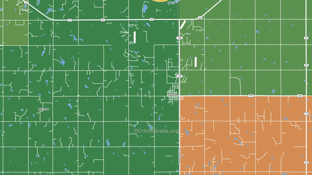 Cashion, OK Map of Vandalism Rates