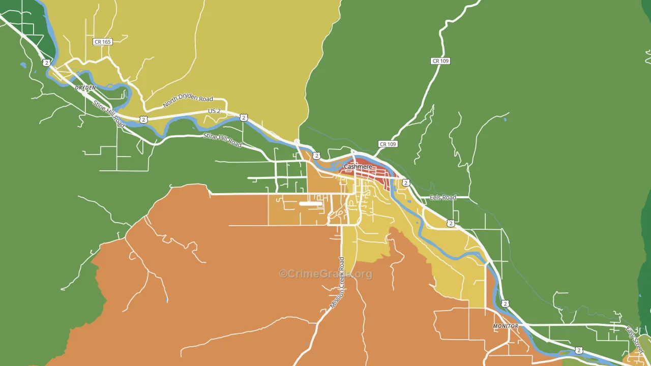 Cashmere, WA Map of Vandalism Rates