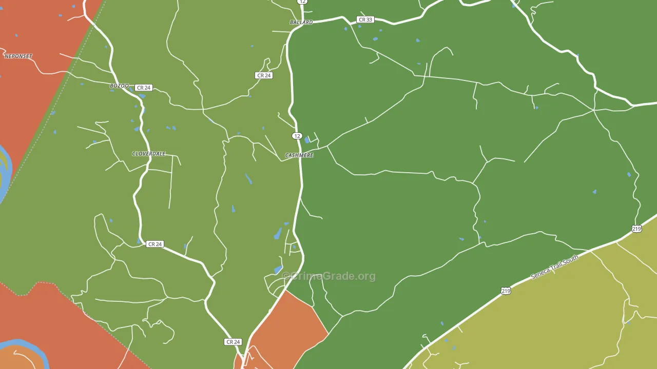 Cashmere, WV Map of Vandalism Rates