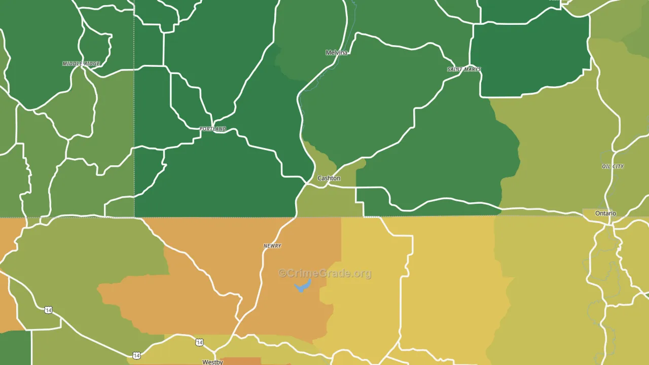 Cashton, WI Map of Vandalism Rates