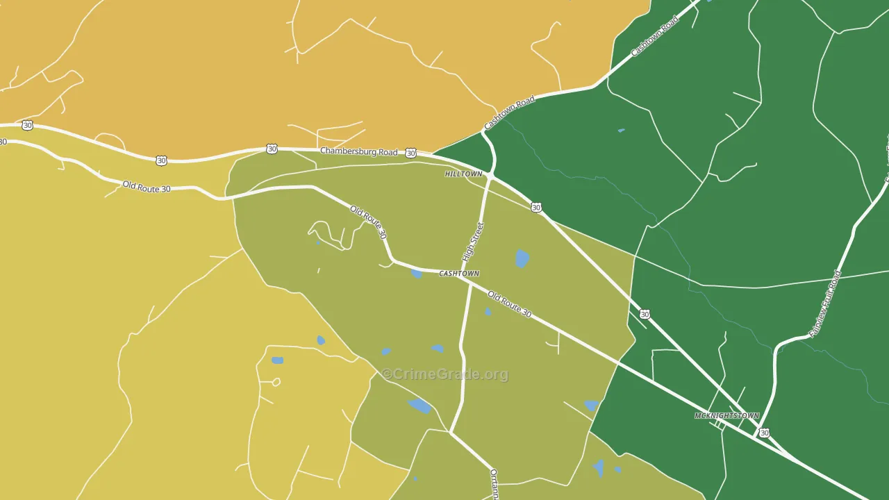 Cashtown, PA Map of Vandalism Rates