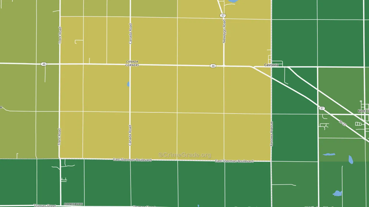 Casnovia, MI Map of Vandalism Rates
