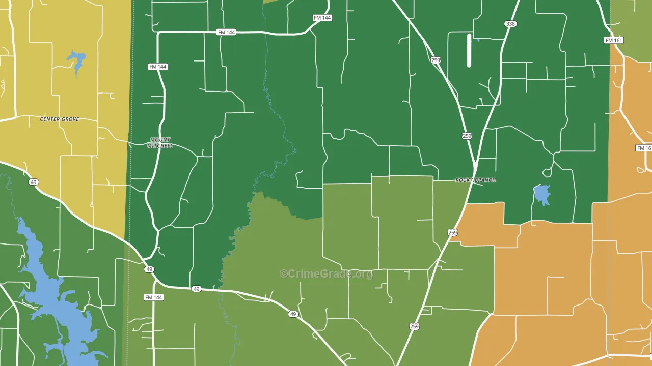 Cason, TX Map of Vandalism Rates