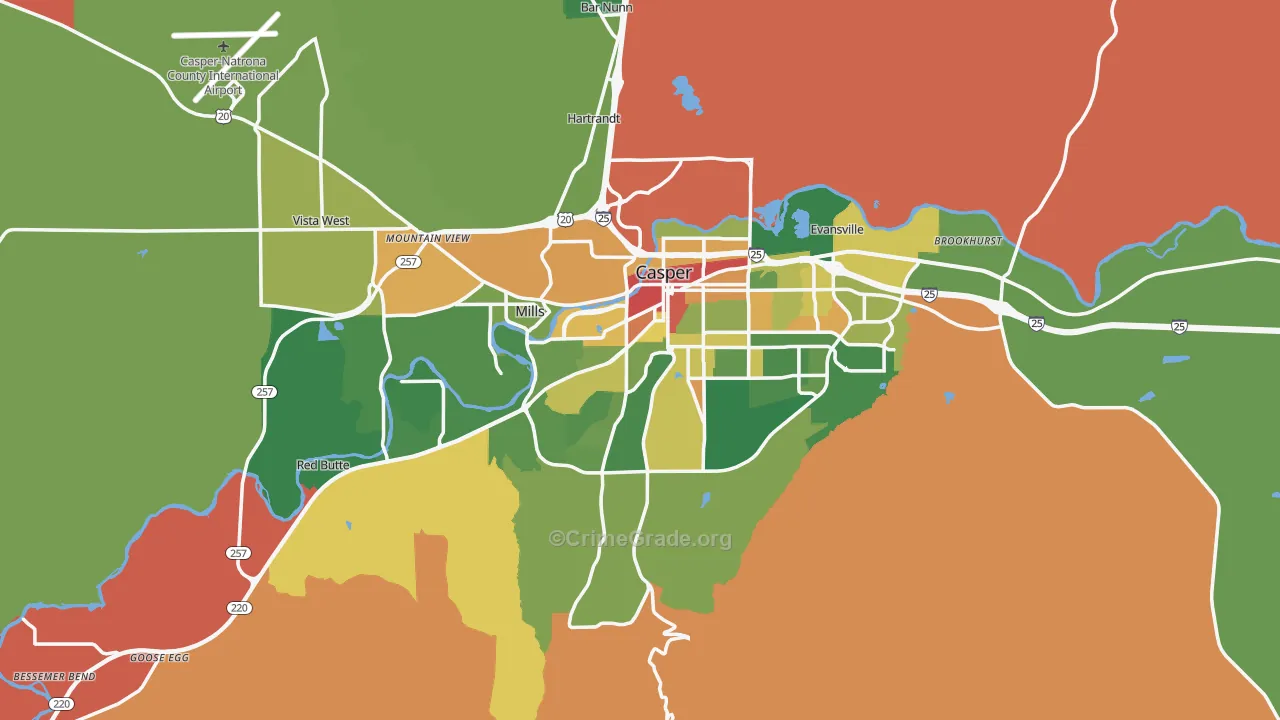 Casper, WY Map of Vandalism Rates