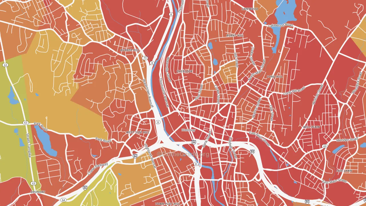Cass Gilbert, Waterbury, CT Map of Vandalism Rates