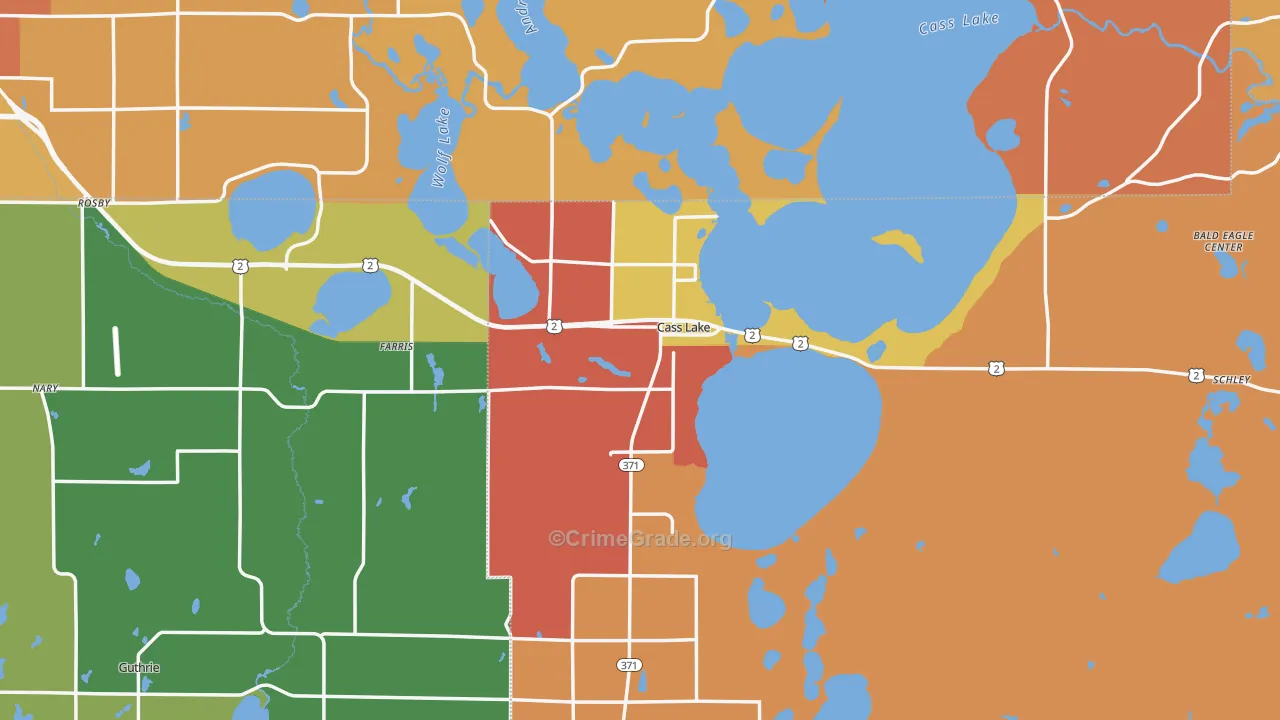 Cass Lake, MN Map of Vandalism Rates