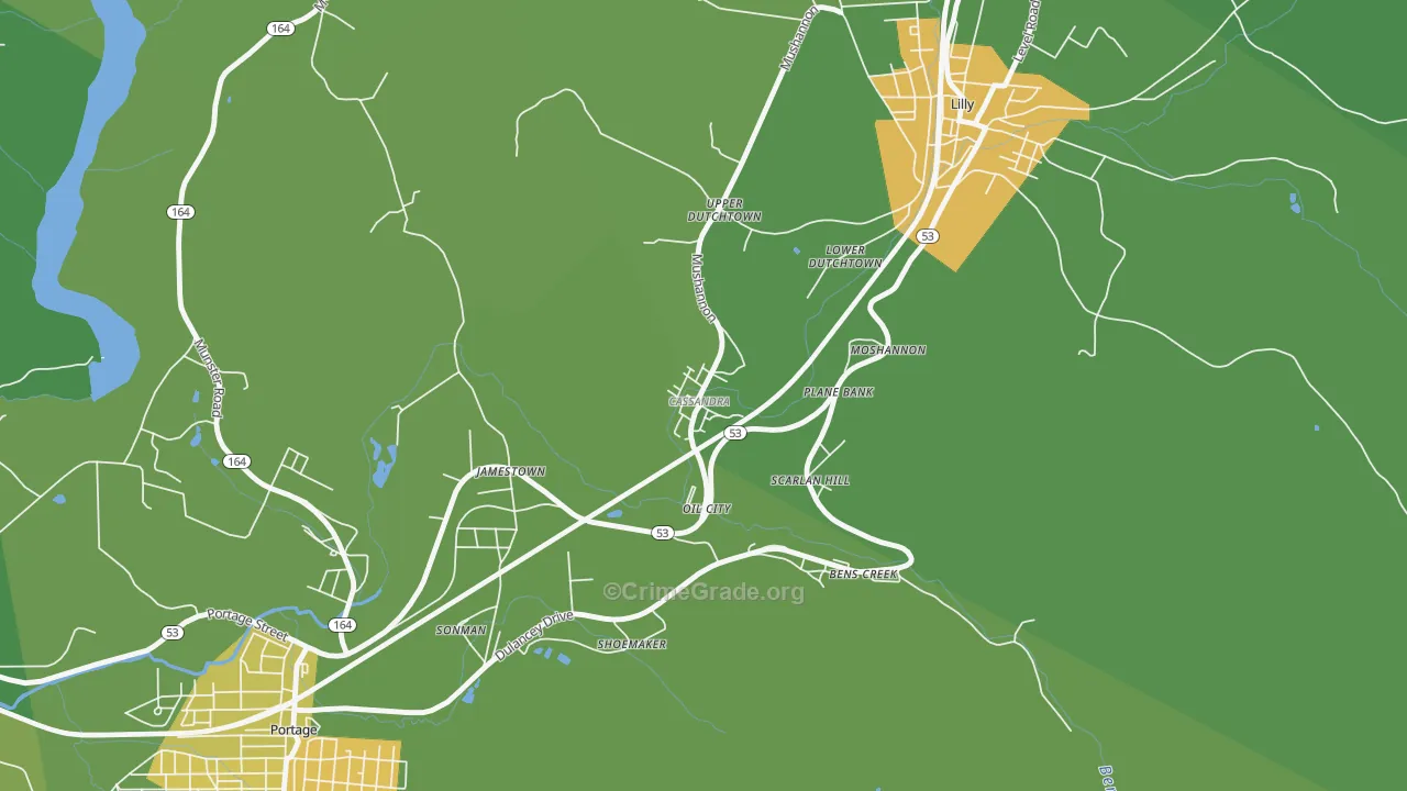 Cassandra, PA Map of Vandalism Rates