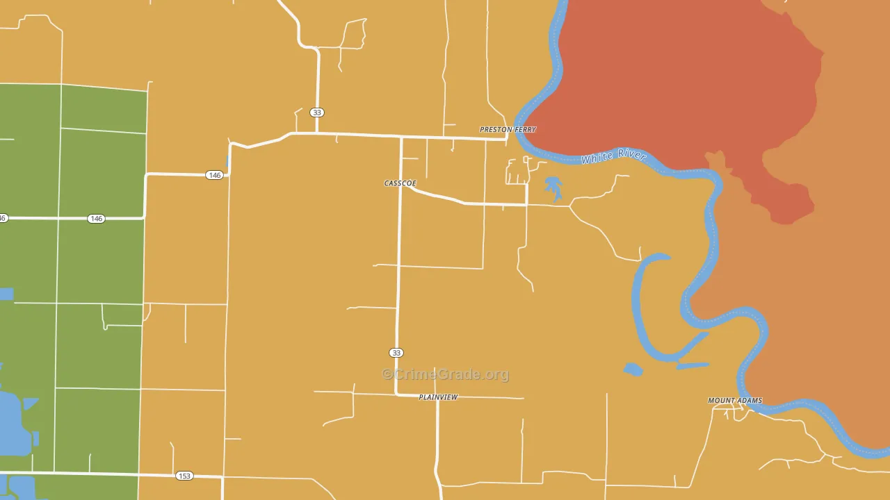 Casscoe, AR Map of Vandalism Rates