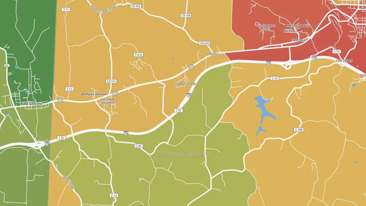 Cassell, OH Map of Vandalism Rates