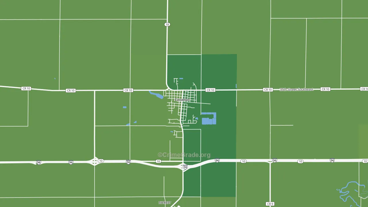 Casselton, ND Map of Vandalism Rates