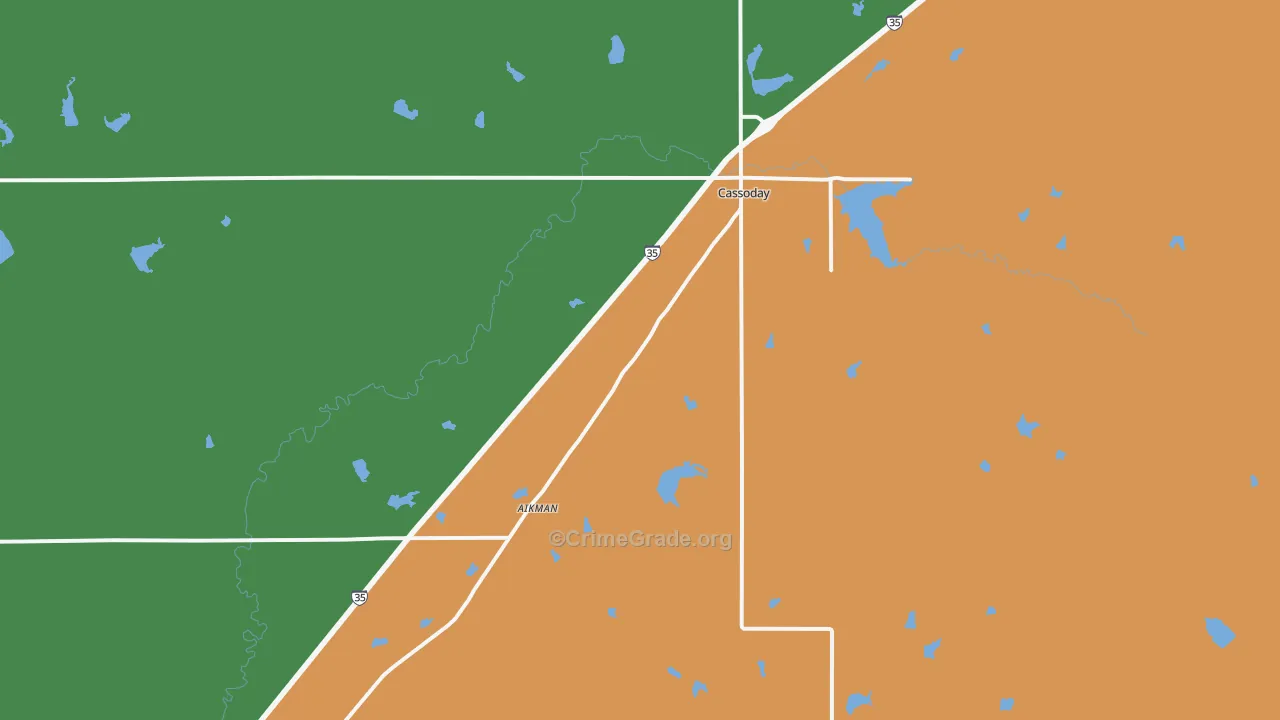 Cassoday, KS Map of Vandalism Rates