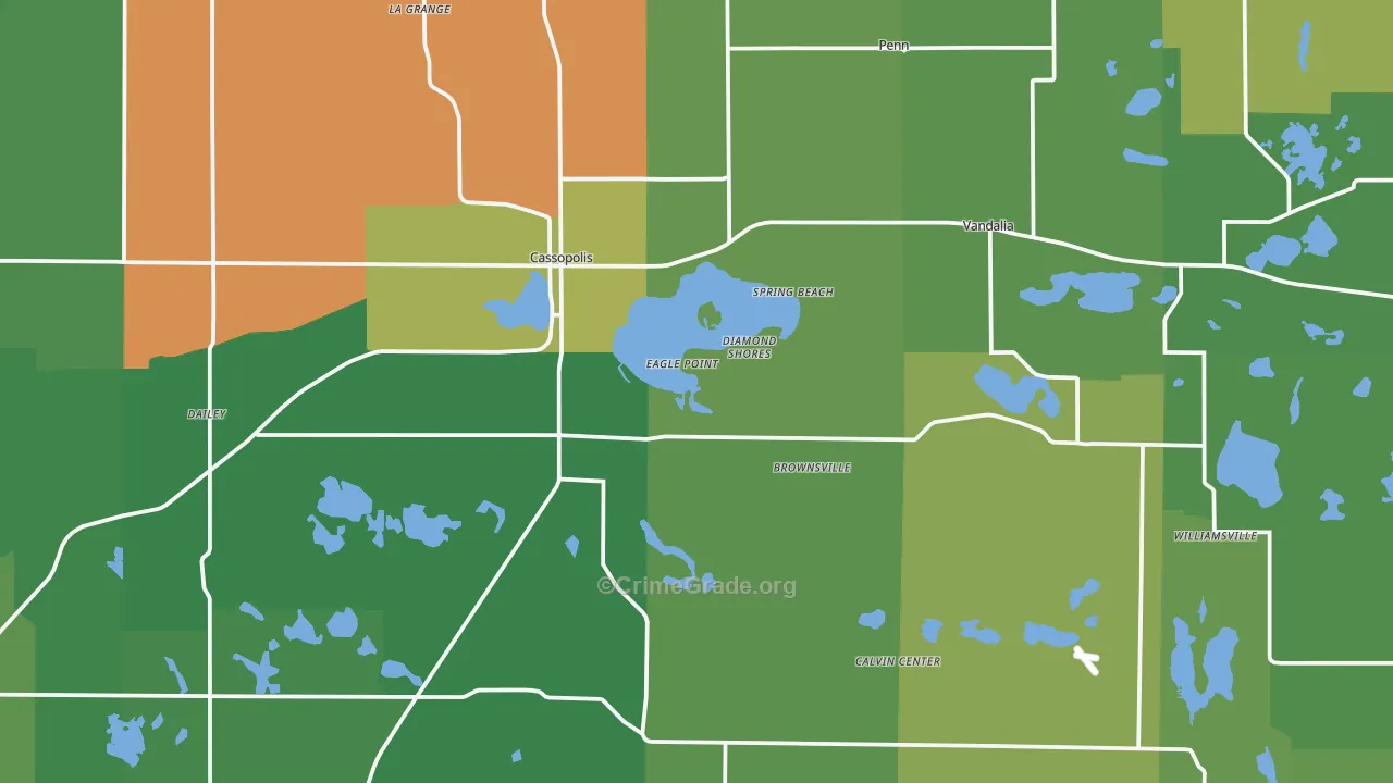 Cassopolis, MI Map of Vandalism Rates