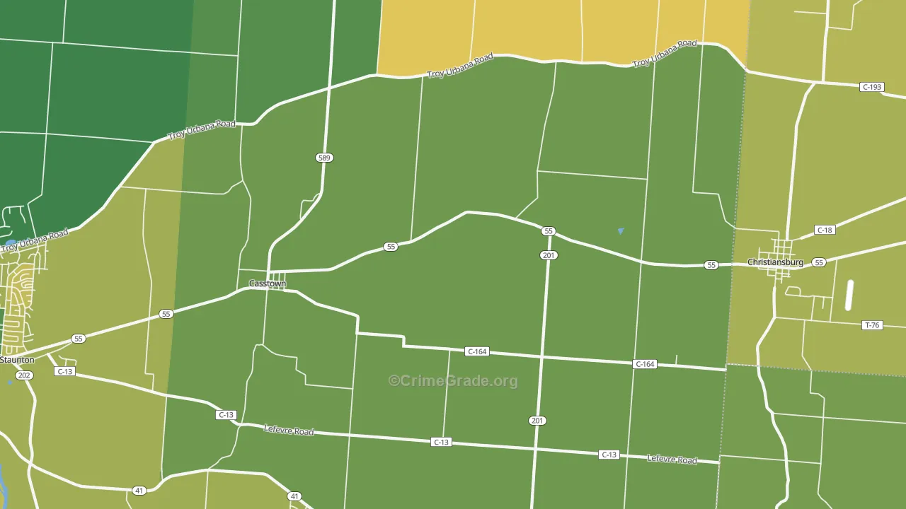 Casstown, OH Map of Vandalism Rates