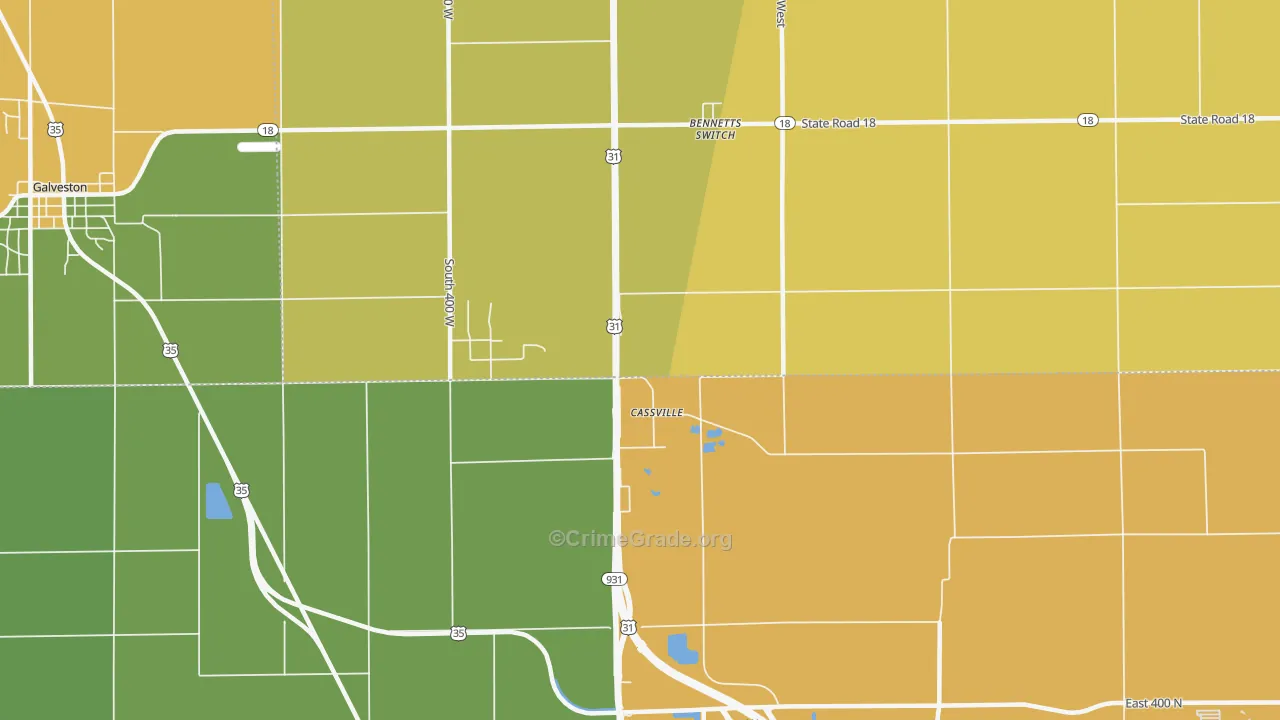 Cassville, IN Map of Vandalism Rates