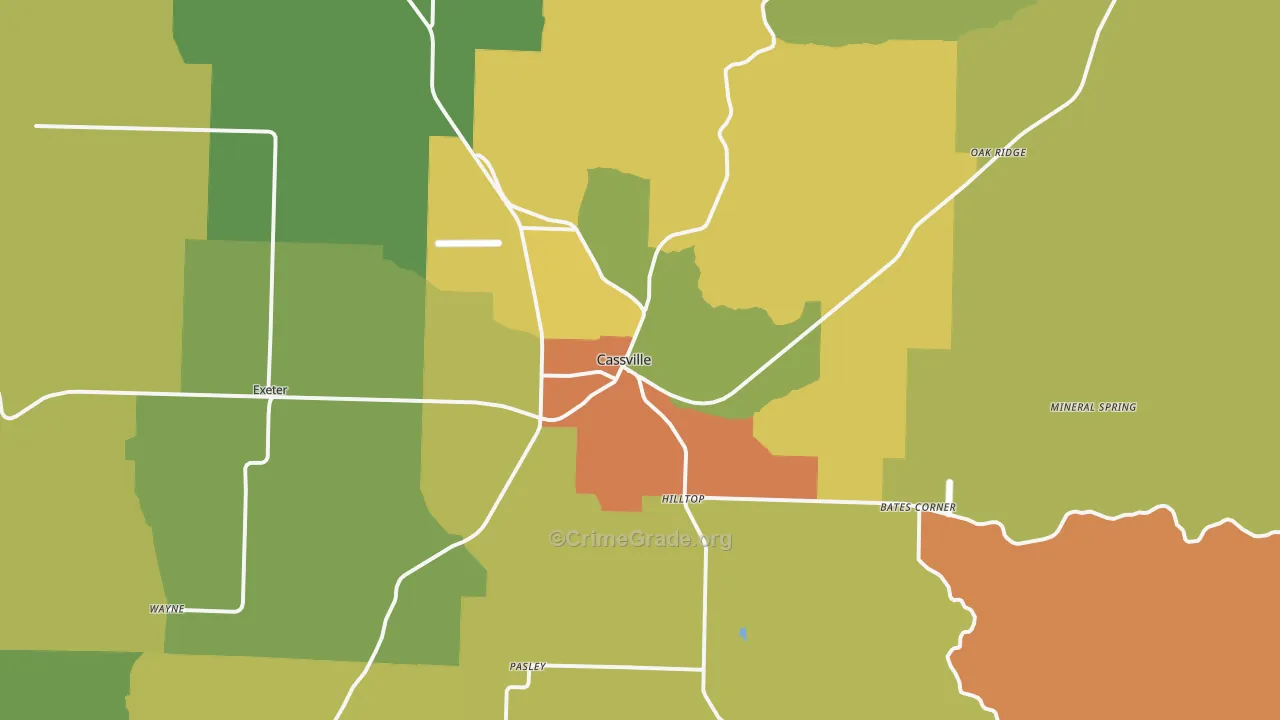 Cassville, MO Map of Vandalism Rates