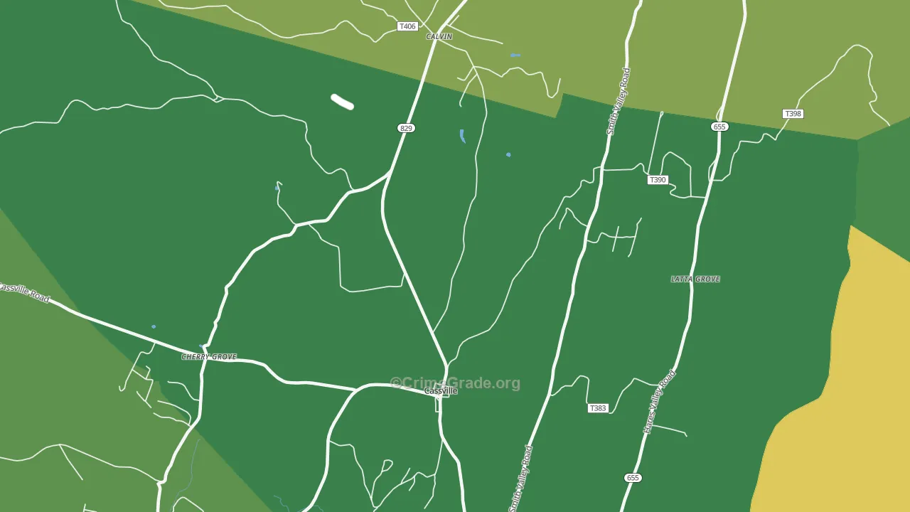 Cassville, PA Map of Vandalism Rates