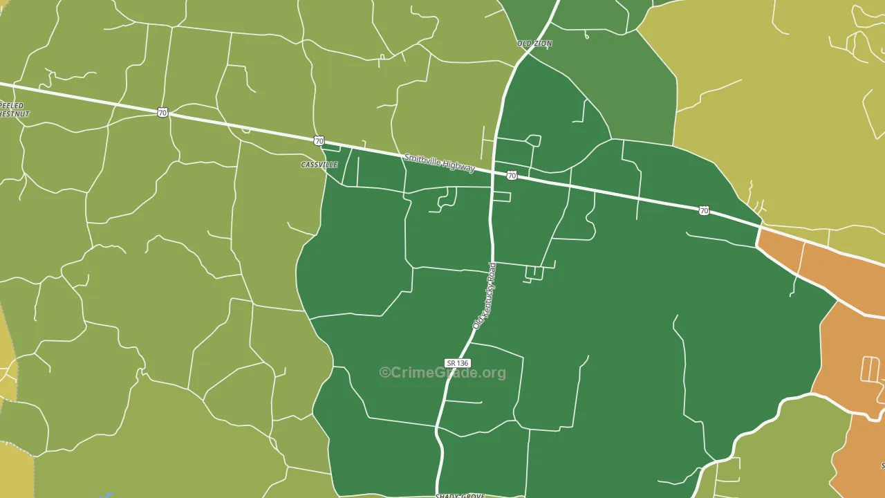 Cassville, TN Map of Vandalism Rates