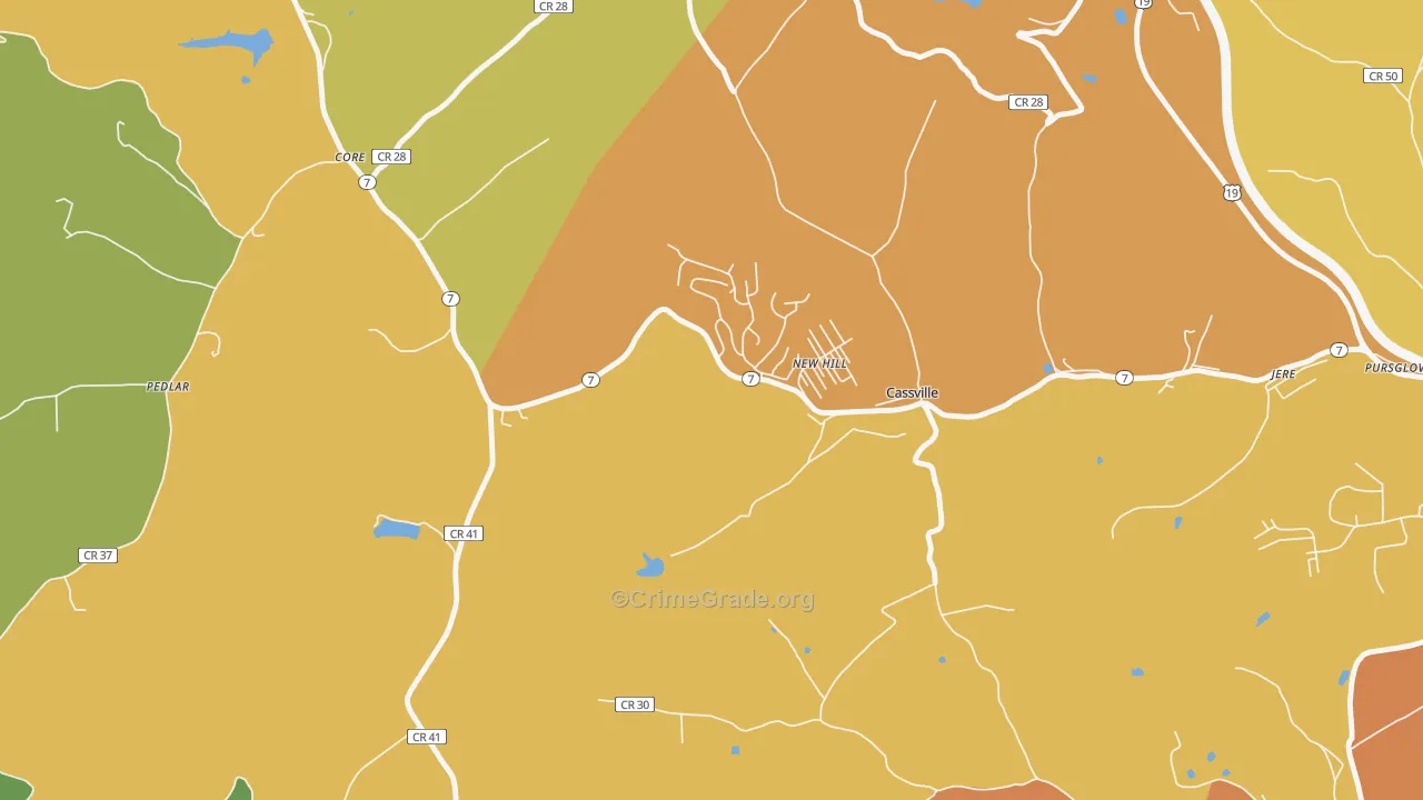 Cassville, WV Map of Vandalism Rates