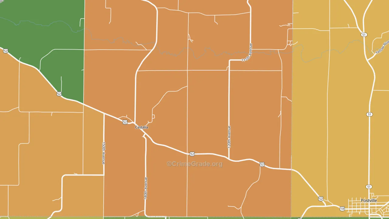 Castalia, IA Map of Vandalism Rates