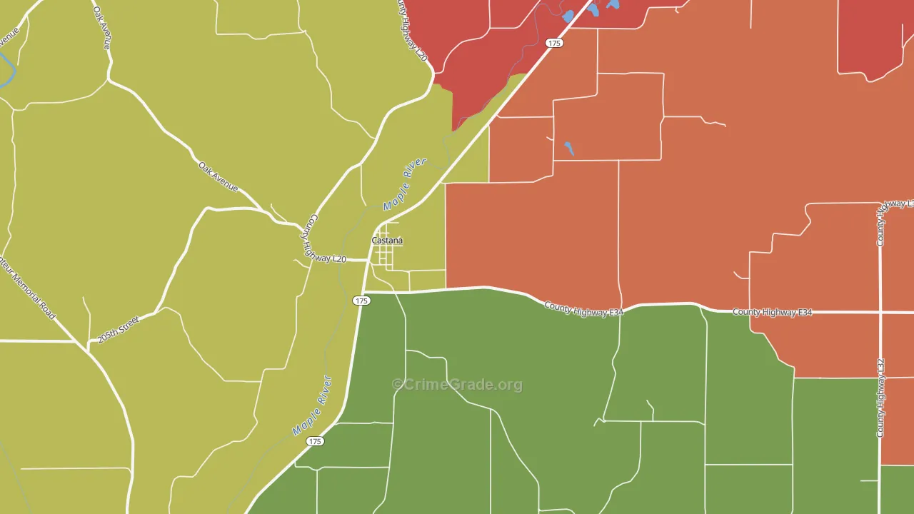 Castana, IA Map of Vandalism Rates