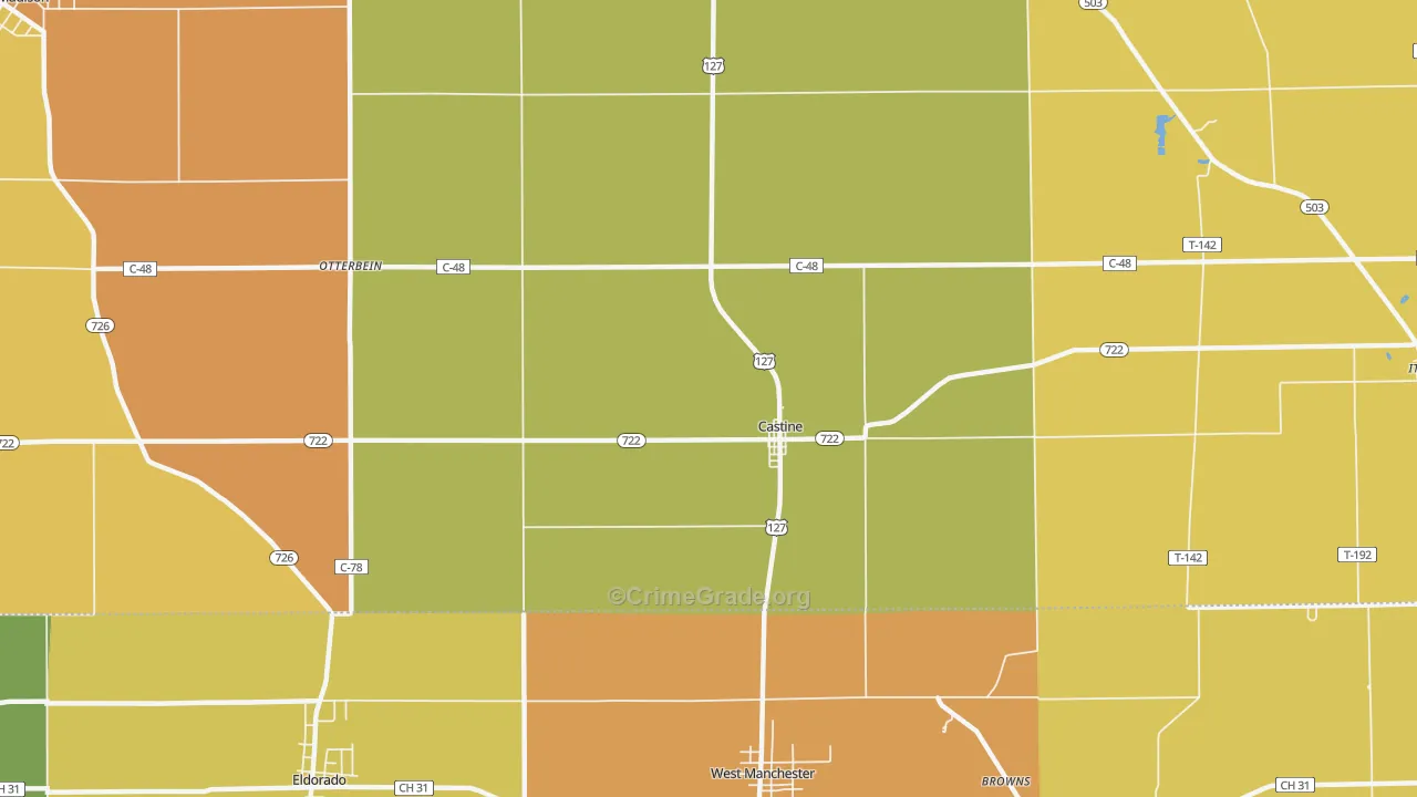 Castine, OH Map of Vandalism Rates