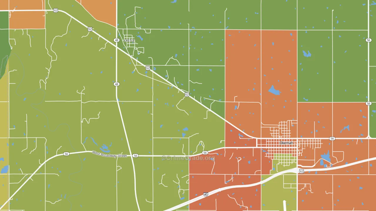 Castle, OK Map of Vandalism Rates