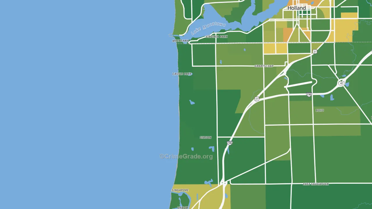 Castle Park, MI Map of Vandalism Rates