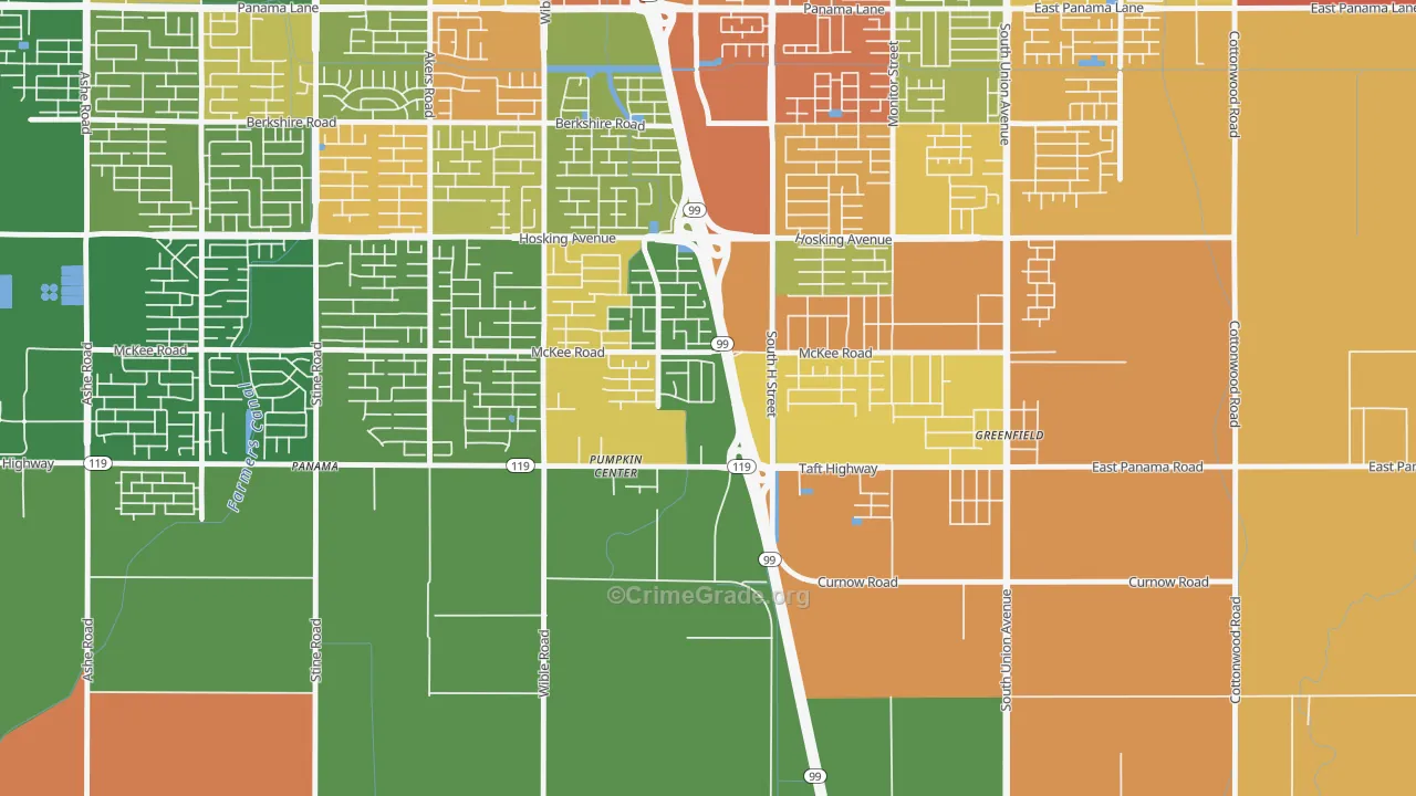 Castle Ranch, Bakersfield, CA Map of Vandalism Rates