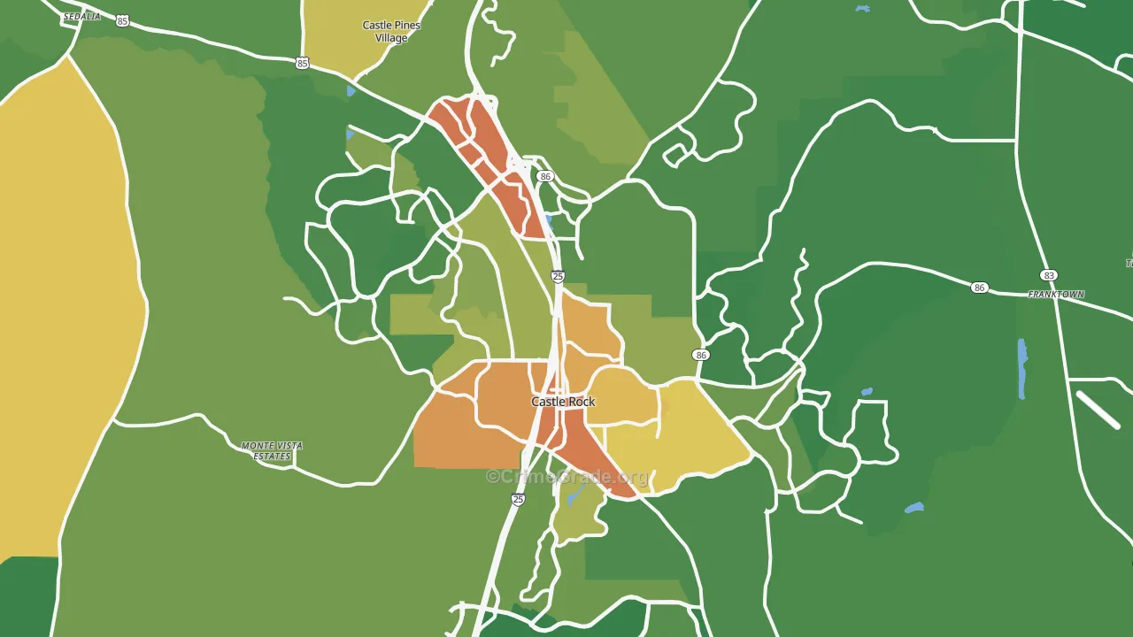 Castle Rock, CO Map of Vandalism Rates