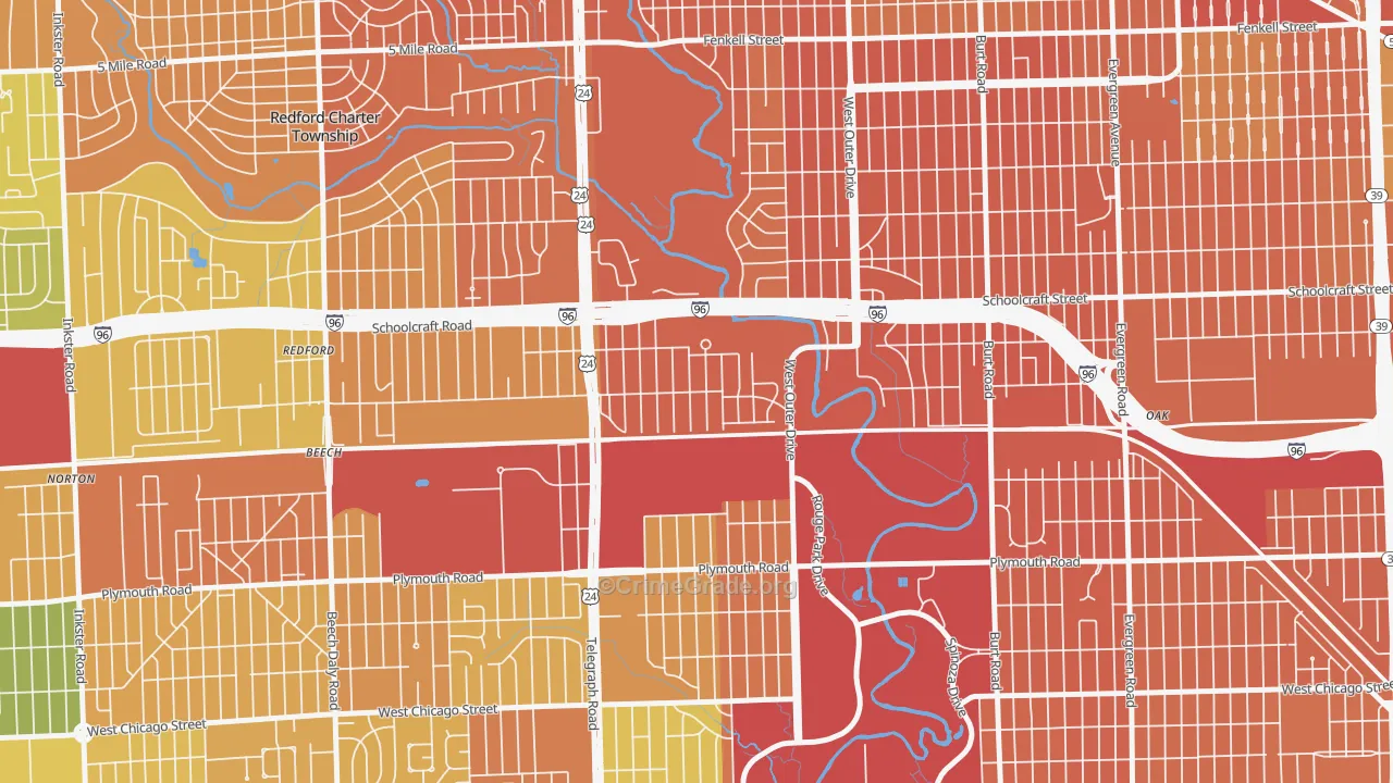 Castle Rouge, Detroit, MI Map of Vandalism Rates