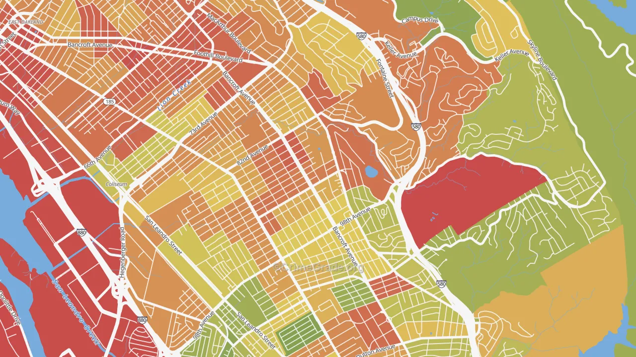 Castlemont, Oakland, CA Map of Vandalism Rates