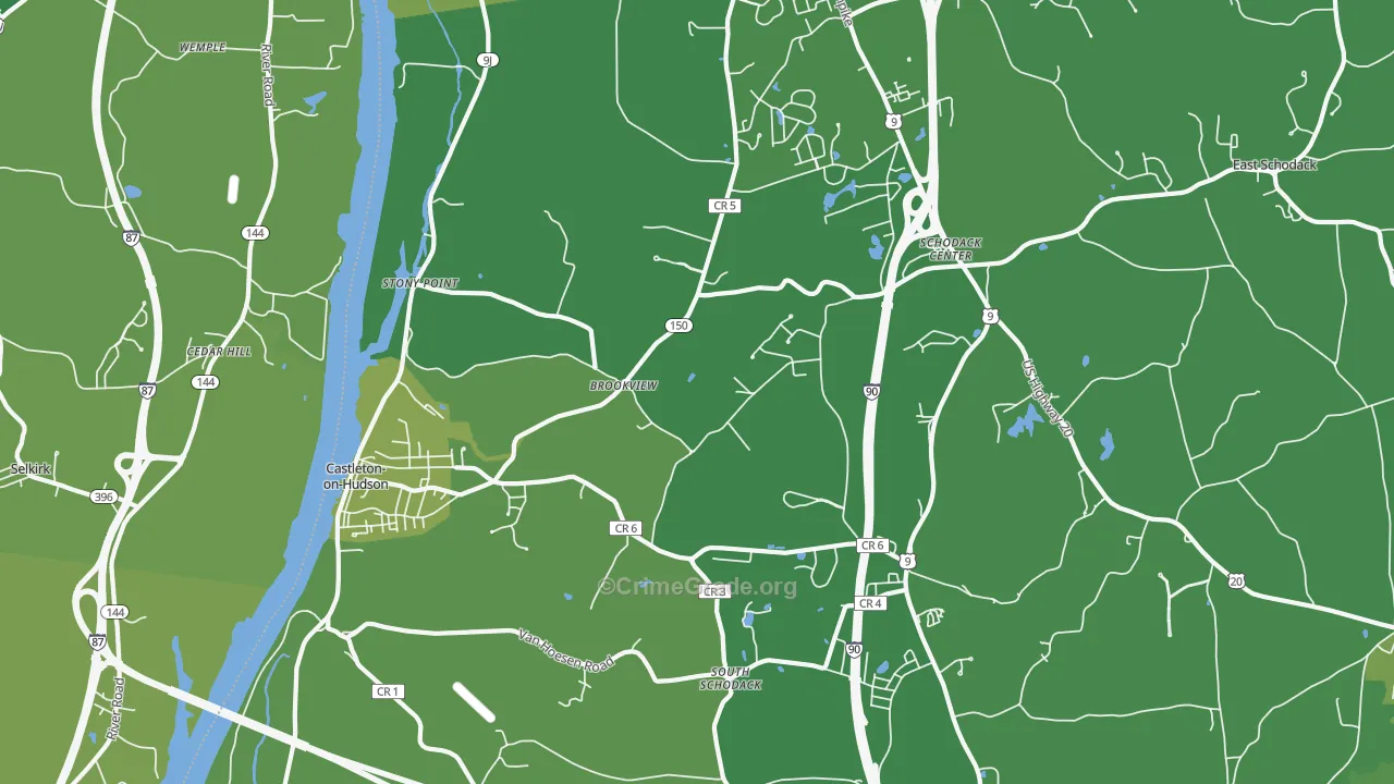 Castleton On Hudson, NY Map of Vandalism Rates