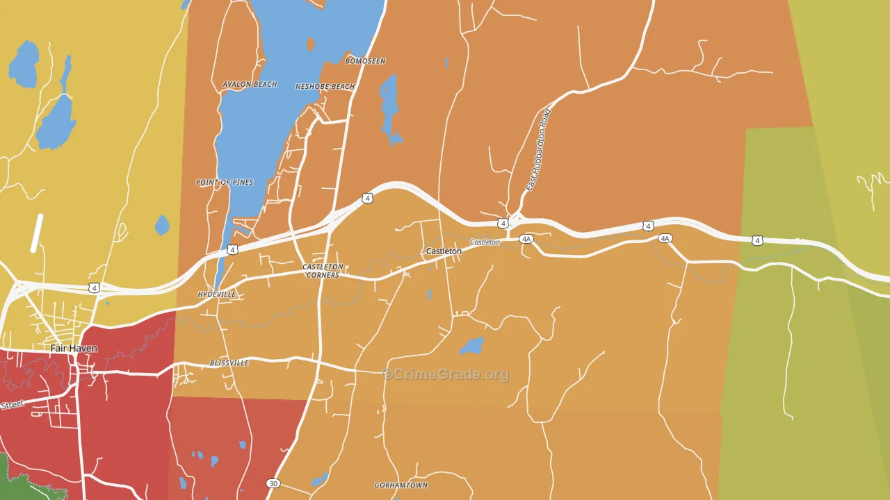 Castleton, VT Map of Vandalism Rates