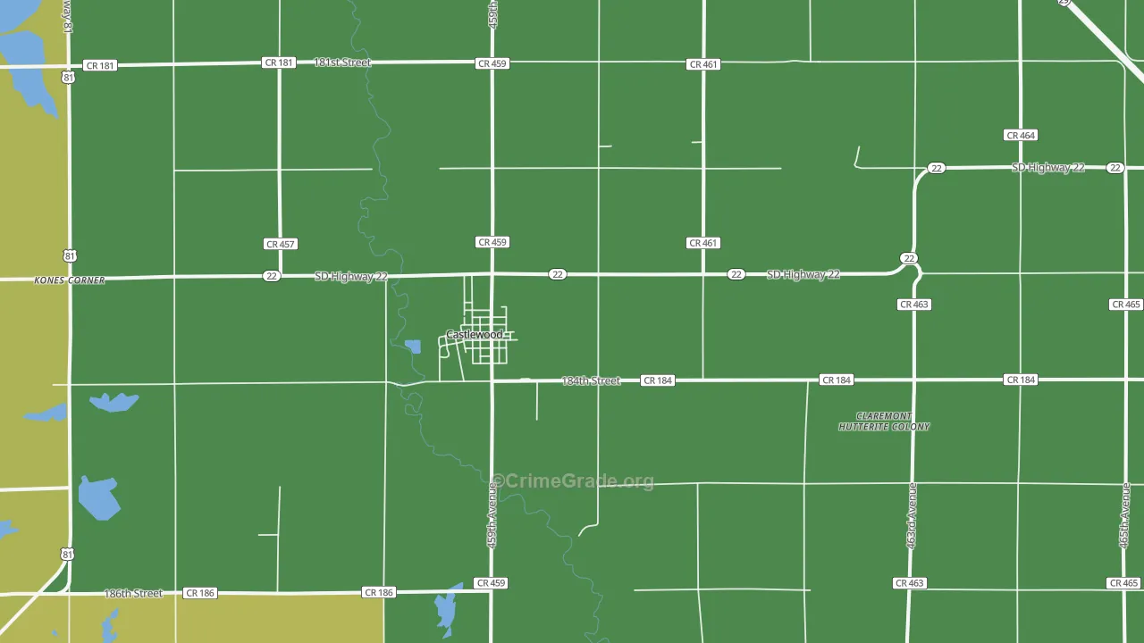 Castlewood, SD Map of Vandalism Rates