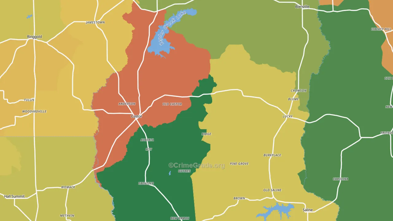 Castor, LA Map of Vandalism Rates