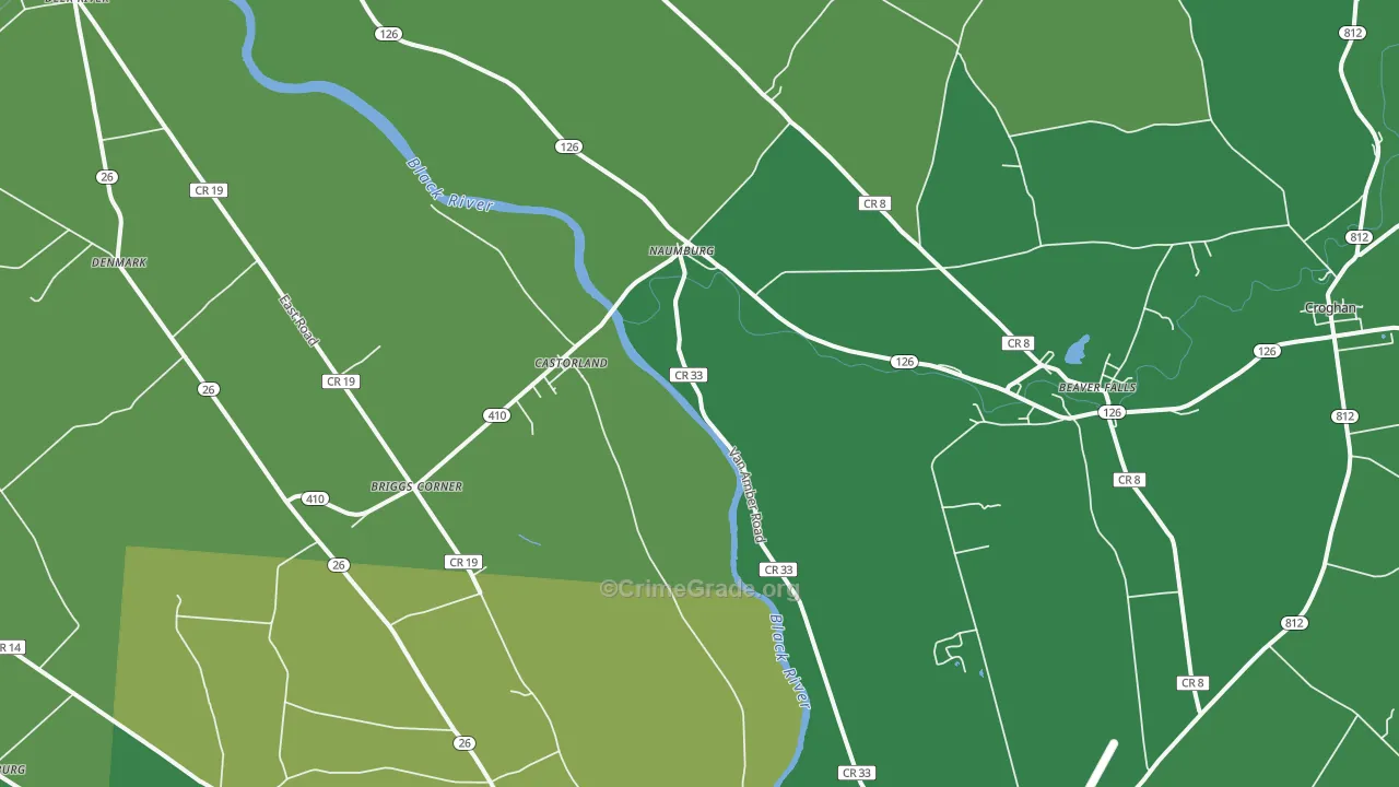 Castorland, NY Map of Vandalism Rates